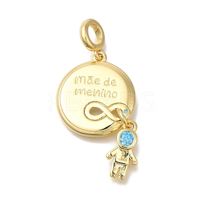 Brass Cubic Zirconia European Dangle Charms KK-R002-23G-01-1