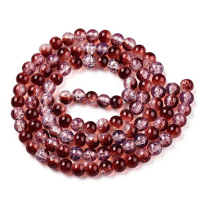 Transparent Crackle Baking Paint Glass Beads Strands DGLA-T003-01B-07-1