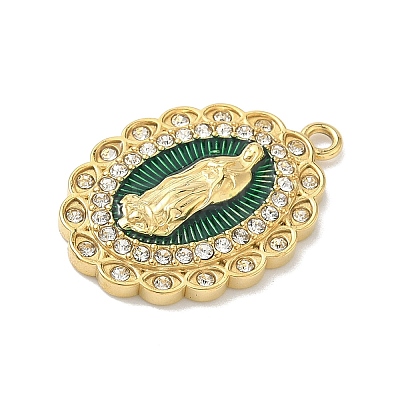 304 Stainless Steel Enamel with Crystal Rhinestone Pendants STAS-G371-03G-01-1
