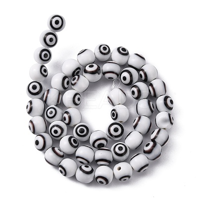 Handmade Evil Eye Lampwork Round Bead Strands LAMP-L055-8mm-1