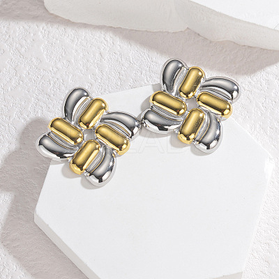 304 Stainless Steel Two Tone Stud Earrings EJEW-V014-05GP-1