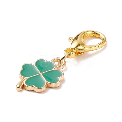 Alloy Enamel Clover Pendant Decorations X-HJEW-JM00661-04-1