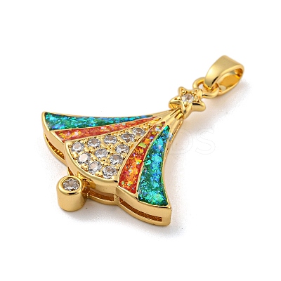 Christmas Brass Micro Pave Cubic Zirconia Pendants KK-H468-03A-01G-1