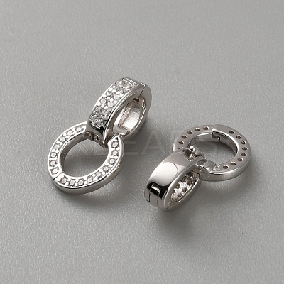 925 Sterling Silver Pave Cubic Zirconia Twister Clasps STER-WH0027-07A-P-1
