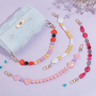 4Pcs 4 Style Resin Imitation Gemstone Beaded Bag Handles FIND-PH0009-46A-1