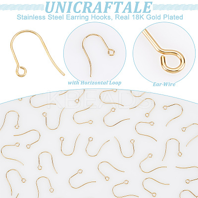 200Pcs 304 Stainless Steel Earring Hooks STAS-UN0058-59G-1