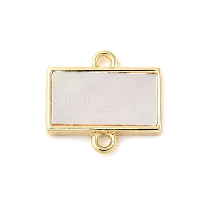 Brass Pave Natural White Shell Connector Charms KK-S522-03B-G-1