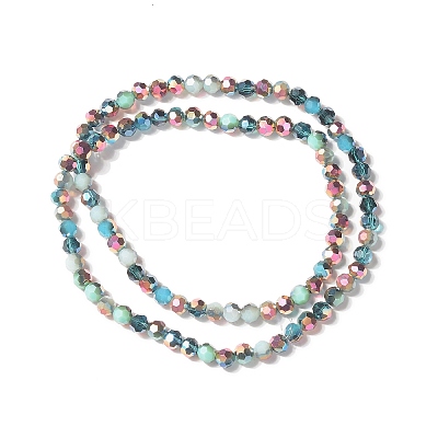 Transparent Electroplated Glass Beads Strands GLAA-G097-04C-1