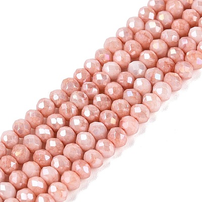 Anti-Tarnish Electroplate Rondelle Glass Beads Strands EGLA-T021-3mm-17-15-1