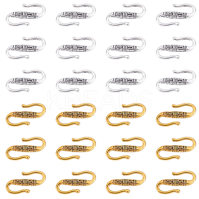 100Pcs 2 Colors Tibetan Style Alloy S-Hook Clasps TIBE-PH0001-40-1