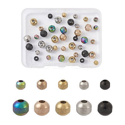 40Pcs 10 Style Textured 304 Stainless Steel Beads STAS-MP0001-09-1