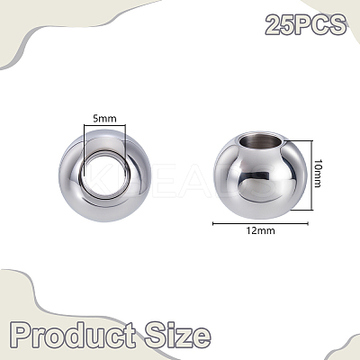 25Pcs 304 Stainless Steel European Beads STAS-GA0001-93-1