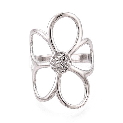 Adjustable 304 Stainless Steel Cuff Rings for Women RJEW-N052-22P-1