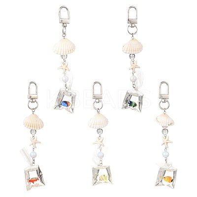 ABS Plastic Imitation Pearl & Acrylic & Synthetic Turquoise & Shell Pendant Decorations KEYC-FS00038-02-1