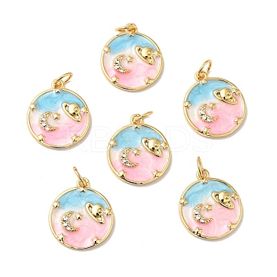 Rack Plating Brass Micro Pave Cubic Zirconia Pendants KK-H431-09G-B-1