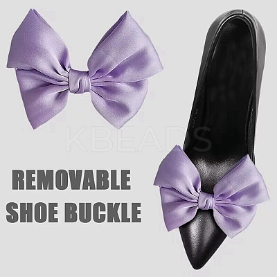Detachable Ribbon Satin Bowknot Shoe Decoration AJEW-WH0502-33H-1
