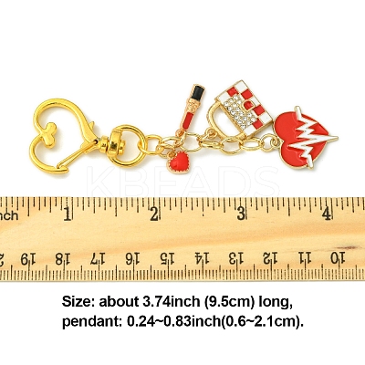 Heart Lipstick Bag Alloy Enamel Pendant Decorations HJEW-FS00030-1
