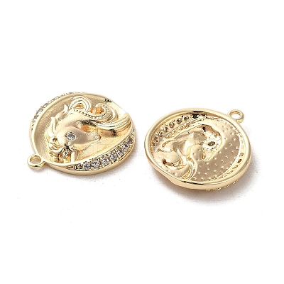 Brass Micro Pave Clear Cubic Zirconia Pendants KK-G481-05G-1