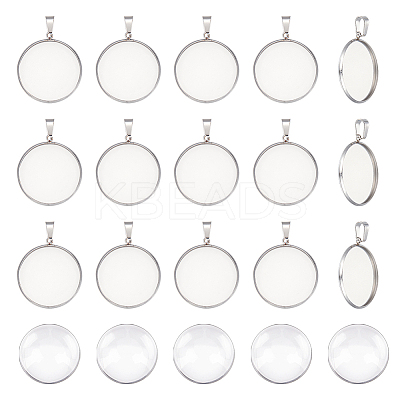 30Pcs 304 Stainless Steel Pendant Cabonchon Settings FIND-UN0001-80-1