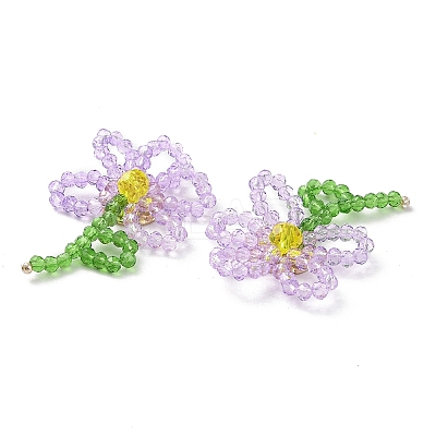 Handmade Glass Beaded Woven Cabochons GLAA-C028-01E-1