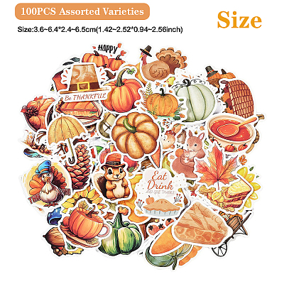 2 Bags 2 Styles Thanksgiving Day Cartoon Vinyl Stickers DIY-YW0009-91-1