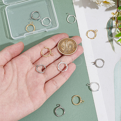 12Pcs 3 Colors 201 Stainless Steel Huggie Hoop Earring Findings STAS-UN0057-49-1