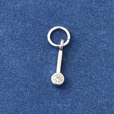 925 Streling Silver Pave Clear Cubic Zirconia Flat Round Charms STER-I022-03S-1