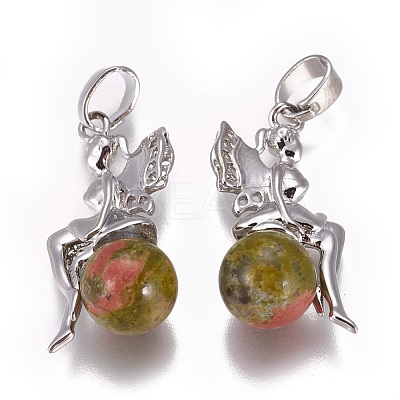 Natural Unakite Pendants G-L512-E03-1