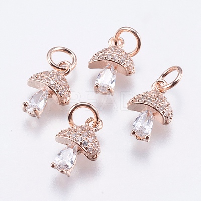 Brass Micro Pave Cubic Zirconia Charms RB-I077-25RG-RS-1