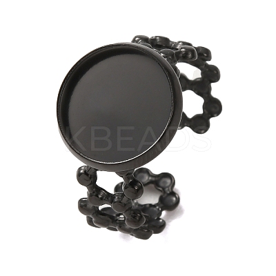 Hollow Flower 304 Stainless Steel Cuff Ring Components STAS-P454-03C-B-1