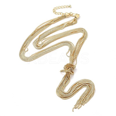 Brass Box Chains Lariat Necklace LS-NJEW-P289-09G-1