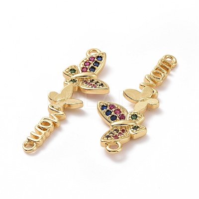 Mother's Day Brass Micro Pave Colorful Cubic Zirconia Connector Charms ZIRC-I062-08G-1