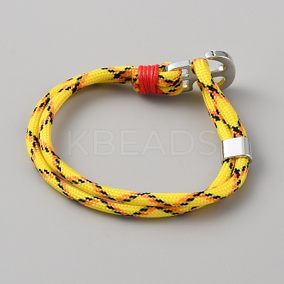 Survival Polyester Cord Bracelet with Alloy Anchor Clasps BJEW-WH0018-53D-1