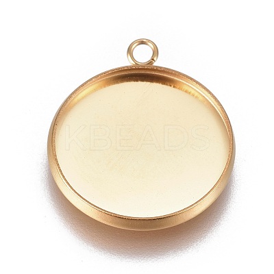 Ion Plating(IP) 304 Stainless Steel Pendant Cabochon Settings STAS-G127-13-16mm-G-1