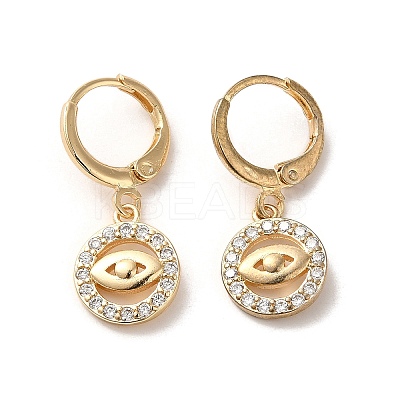 Horse Eye Brass Dangle Leverback Earrings EJEW-Q797-02F-G-1