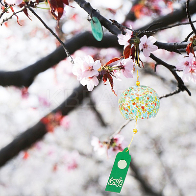 Japanese Glass Polka Dot Half Round Wind Chimes HJEW-WH0069-22B-1