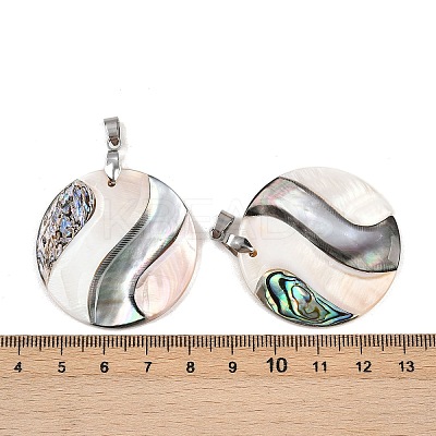 Natural Abalone Shell & Black Lip Shell & Pink Shell Pendants SSHEL-B003-06P-03-1