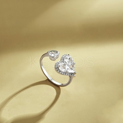 Rhodium Plated 925 Sterling Silver Birthstone Ring RJEW-F150-52P-1
