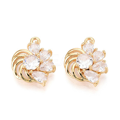 Brass Pave Clear Cubic Zirconia Pendants KK-T077-38G-1