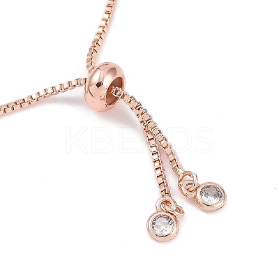 Rack Plating Brass Micro Pave Cubic Zirconia Silder Bracelets BJEW-P341-03RG-1