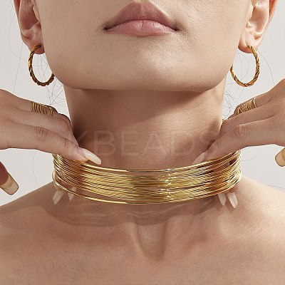 30MM 304 Stainless Steel Open Multi-Strand Choker Necklaces for Women NJEW-K297-02G-1