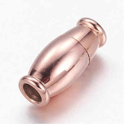 Barrel 304 Stainless Steel Magnetic Clasps with Glue-in Ends STAS-I045-15RG-1