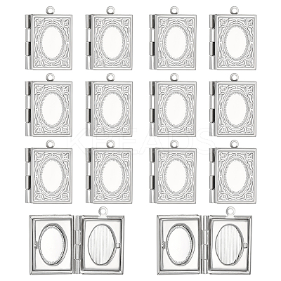 16Pcs 316 Stainless Steel Locket Pendants STAS-ME0003-42-1