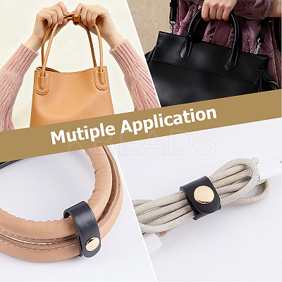 6Pcs 3 Styles Cowhide Leather Cable Straps with Golden Metal Snap Button FIND-CL0001-73B-1