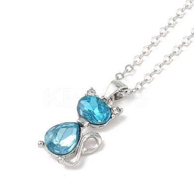 Cat Shape Alloy Rhinestone Pendant Necklaces FS-WG5CA0C-02-1