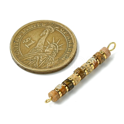 Natural Picture Jasper & Electroplated Synthetic Non-magnetic Hematite Heishi Connector Charms PALLOY-JF03291-08-1