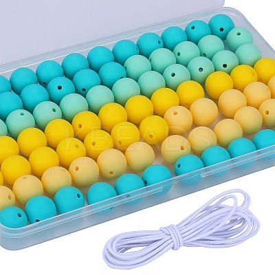 80Pcs 4 Style Round Silicone Focal Beads SIL-SZ0001-22K-1