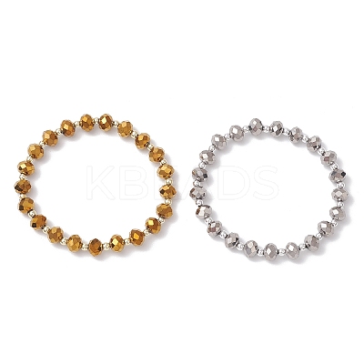 Electroplate Transparent Glass Beads with Electroplate Non-magnetic Synthetic Hematite Beads and Korean Elastic Crystal Thread Bracelets BJEW-JB11705-1