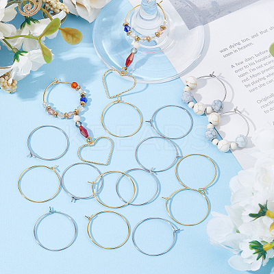 80Pcs 2 Colors 316 Surgical Stainless Steel Hoop Earrings Findings STAS-DC0016-50A-1