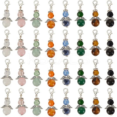 Angel Natural Gemstone Pendant Decoration HJEW-GO00033-1